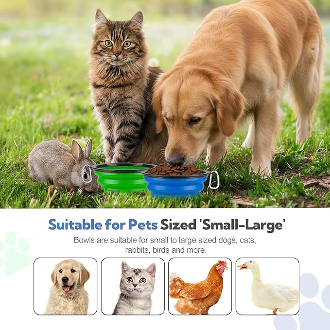 Collapsible Dog Bowl Large 2 Pack, Dog Water Bowls - Image 2