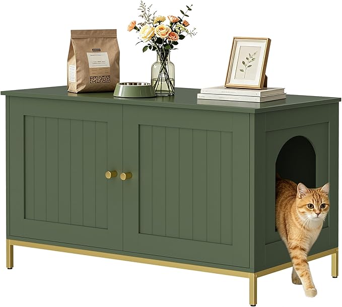 Homhedy 35.4" L Cat Litter Box Enclosure, Cat Washroom Furniture by Homhedy