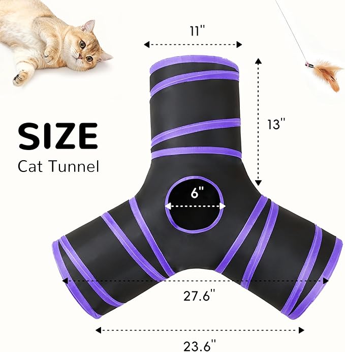 Tempcore Cat Tunnel for Indoor Cats, 3-Way Collapsible Play Tunnel - Image 2