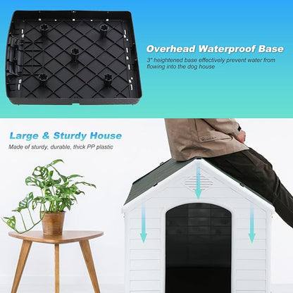 FDW Dog House Indoor Outdoor Durable Ventilate Waterproof Pet Plastic Dog House - Image 6