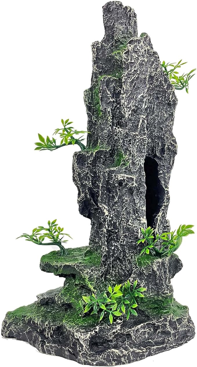 Aquarium Mountain View Stone Ornament Tree Rock Cave Aquarium Decorations Large by GOLOMOZ