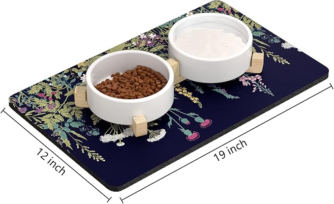 Rnivvi Dog Food Mat, Cute Anti-Slip Rubber Pet Feeding Rug Protect Floors - Image 2