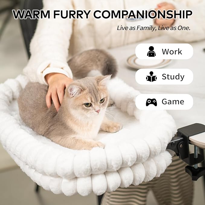 CHEERPALS Cat Desk Bed with Reversible Cushion, 90°Foldable Cat Hammock - Image 2