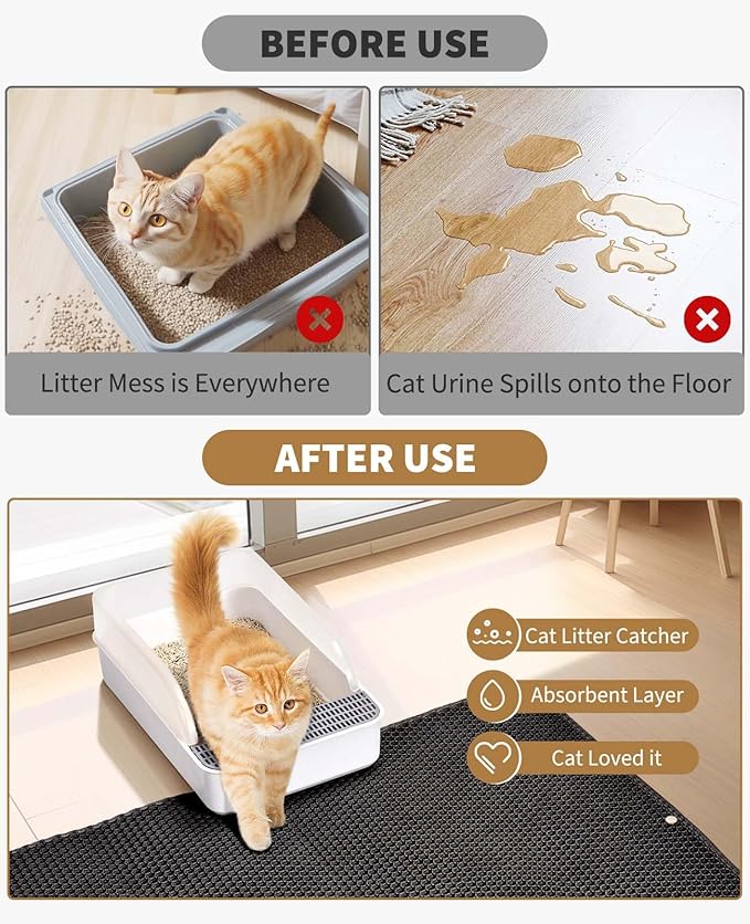 Fostanfly Cat Litter Mat, Extra Large XL Honeycomb Scatter Control, Urine & - Image 7