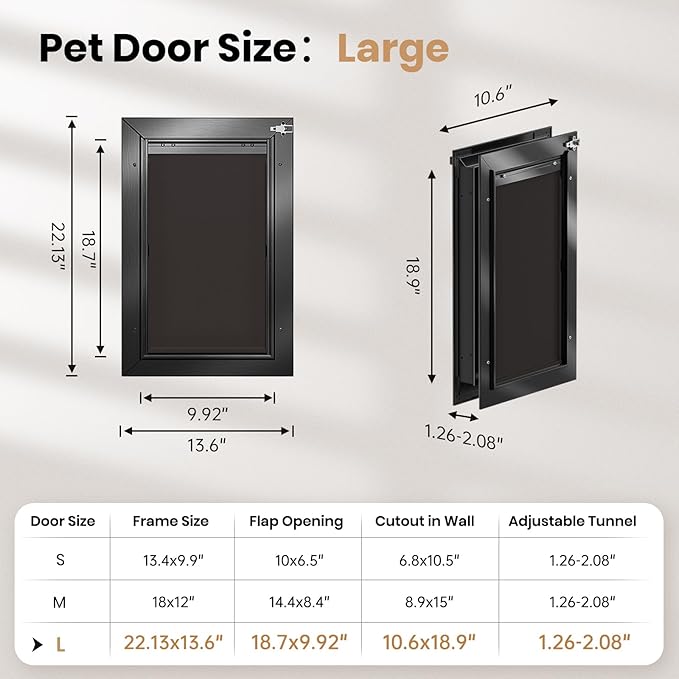 All Aluminum Dog Door for Exterior Door, Large Doggy Door, Heavy Duty Pet Door - Image 6