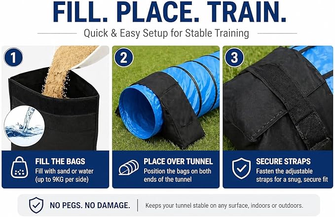 IRSTBL Dog Agility Tunnel Saddlebags – Set of 2 Waterproof Sandbag Weights - Image 7