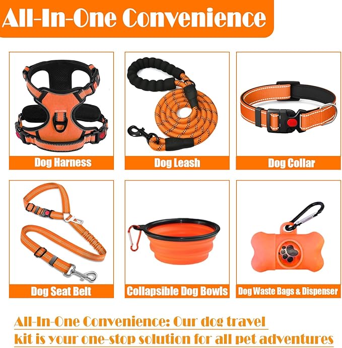 LOBEVE No Pull Dog Harness, Collar & Leash Set | Includes Dog Seat Belt - Image 2