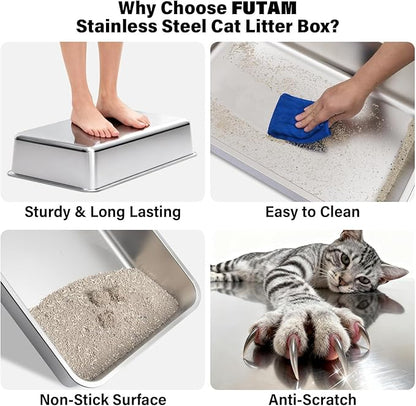 Stainless Steel Litter Box, XL Metal Cat Litter Box - Image 6