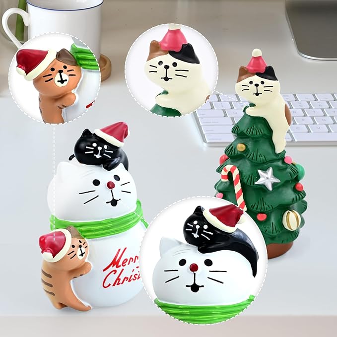 RAQWI 3.3 Inch Cute Cat Resin Christmas Tree - Image 3