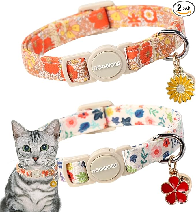 2 Pack Flower Cat Collars Breakaway by DOGWONG