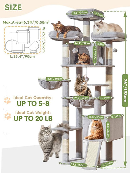 Taoqimiao 76-Inch Cat Tree XXL for Large Cats, Giant Cat Tower - Image 7