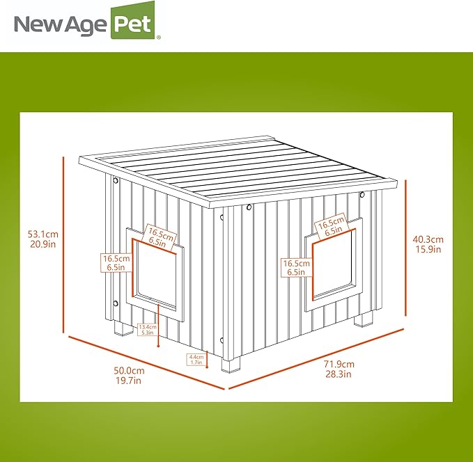 New Age Pet ECOFLEX Outdoor Cat House X-Large Weather Resistant, Raised Floor - Image 2