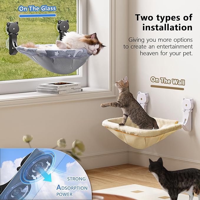 JUNSPOW Cat Window Perch Cordless, Glow in The Dark & Stable Cat Beds- - Image 4
