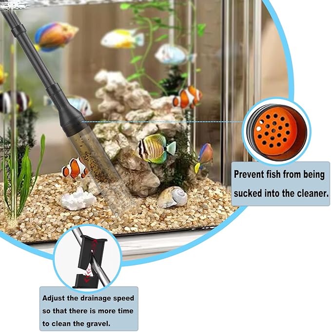 Carefree Fish Aquarium Gravel Cleaner 6Ft Hose Fish Tank Water Changer Sand - Image 5