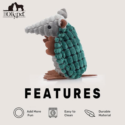 Hollypet Plush Dog Squeaky Toy Stuffed Armadillo Animal Pet Puppy Chew Toys - Image 6