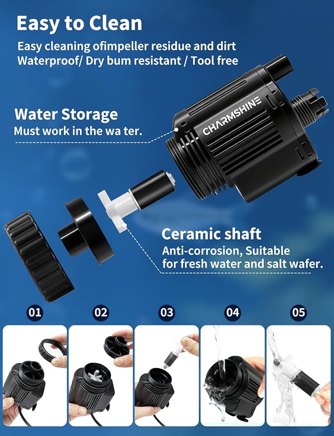 Gravel Vacuum for Aquarium, 6 in 1 Fish Tank Cleaner Tool Kit Electric Vacuum - Image 7