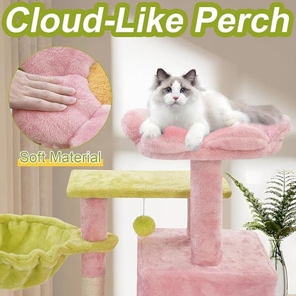 Cat Tree Tower with Metal Frame Hammock, Cat Towers with Scratching Post - Image 4