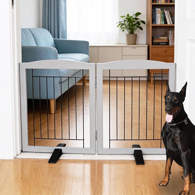 ZJSF Freestanding Dog Fence Indoor, Foldable Dog Gate by ZJSF