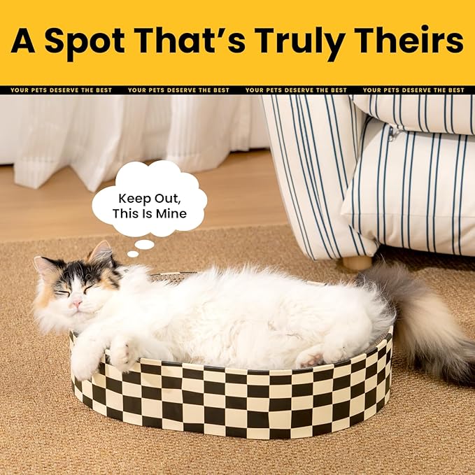Conlun 2 Pack Oval Cat Scratcher Bowl, Curved Cardboard Scratching Pad Bed - Image 8