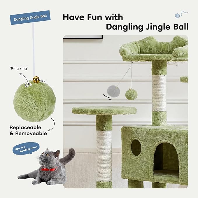 DUMOS 54-inch Indoor Cat Tree Tower –Multi-Level Pet House - Image 4