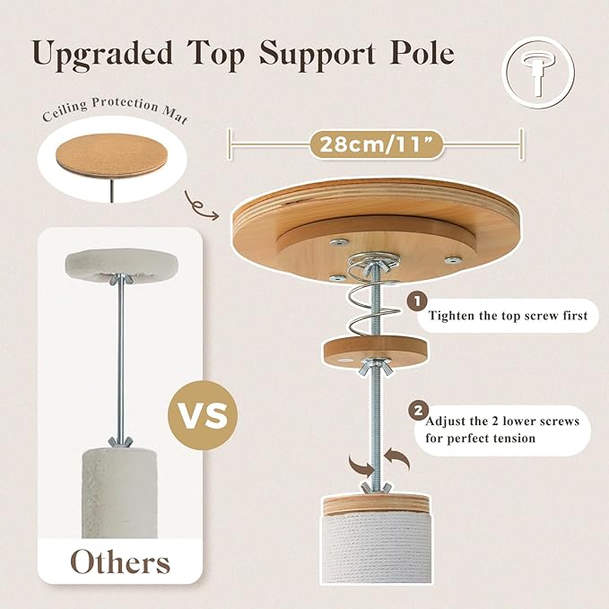 PAWZ Road Floor to Ceiling Cat Tree, 7.6-9.4ft Tall Cat Tower - Image 4