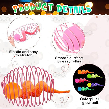Jecery 5 Pcs Cat Spring Toys Stretchable Rolling Balls Colorful Playful Coils - Image 3