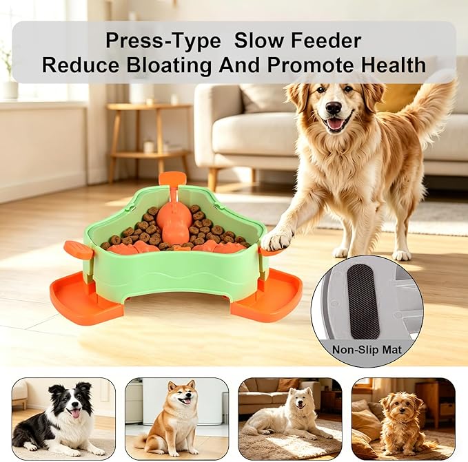 Dog Cat Treat Dispenser Slow Feeder Toy, 3-in-1 Interactive Dog Puzzle Press - Image 2