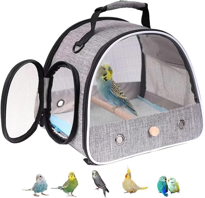 Small Bird Travel Carrier, Portable Mesh Vented Bird Carrier Cage - Image 5