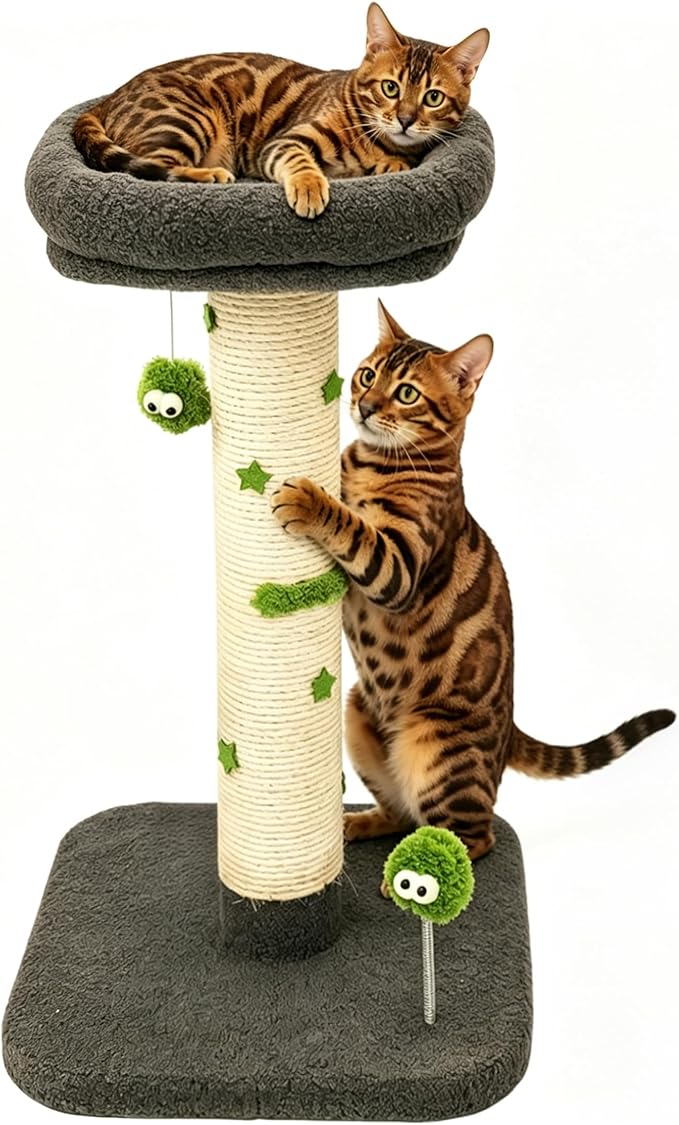TinyBeast 29.5" Cat Tower with Scratching Post, 4-in-1 Natural Sisal Cat by TinyBeast