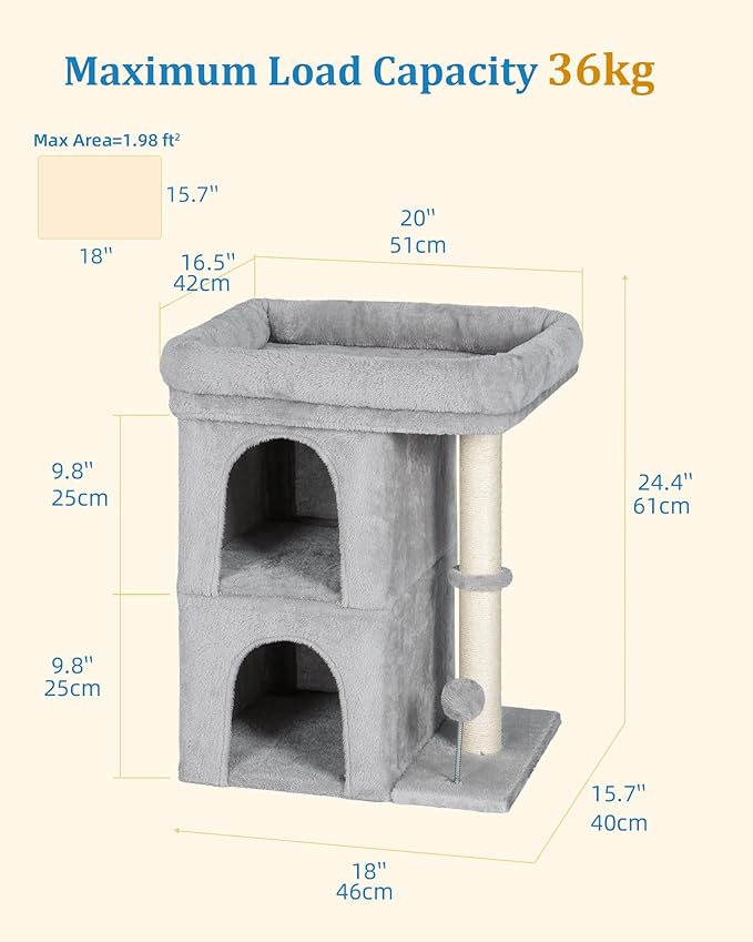 Aechonow Cat Tree for Large Cat, 19x16.5In Large Cat Perch, Adult Cat Tower for - Image 6