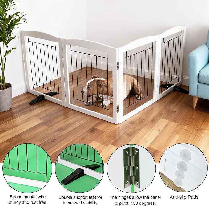 ZJSF Freestanding Dog Fence Indoor, Foldable Dog Gate - Image 5