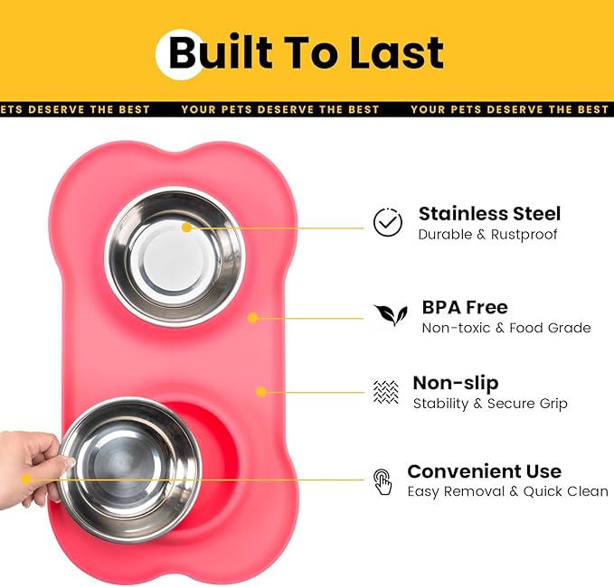 Conlun Medium Pet Feeding Station, 29oz Stainless Steel Dog Bowls Set, No Spill - Image 3
