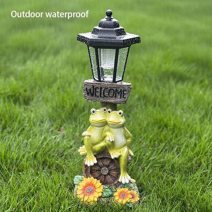 Solar Frog Garden Statue, Outside Frog Statue Gift - Image 6
