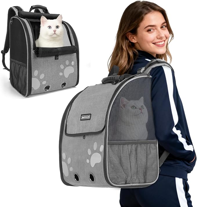 Cat Backpack Carrier with Comfort Handle, Ventilated Cat Backpack with by HOME