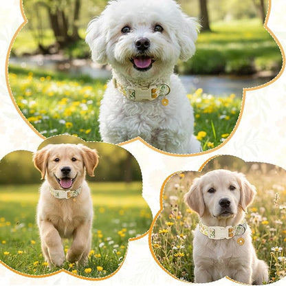 Spring Summer Dog Collar with Daisy Pattern, Adjustable Cotton Puppy Collars - Image 4