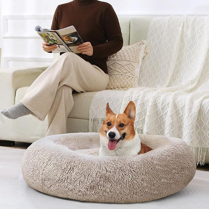 JOLLYVOGUE Dog Bed, Calming Anti-Anxiety Large Dog Bed, Fluffy Donut Cushion - Image 6