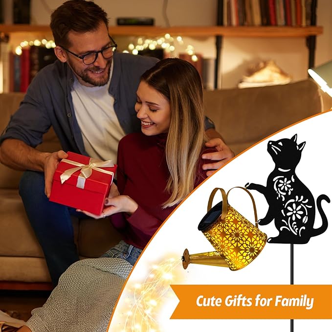 Solar Watering Can Lights, Cat Hanging Lantern Solar Lights Outdoor, Cat Lover - Image 6
