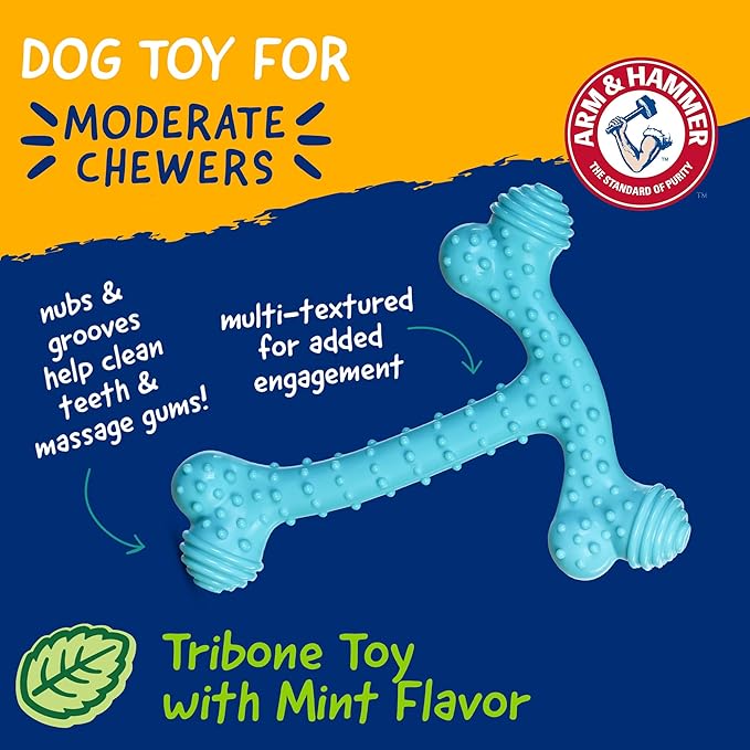 Arm & Hammer Nubbies T-Bone Dental Chew Toy Peanut Butter Flavor Textured Toy - Image 2