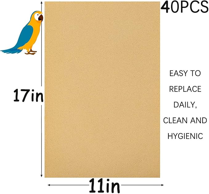 40PCS Gravel Liner Paper for Bird Cage, 11x17 In Bird cage Liner Paper-Gravel - Image 3
