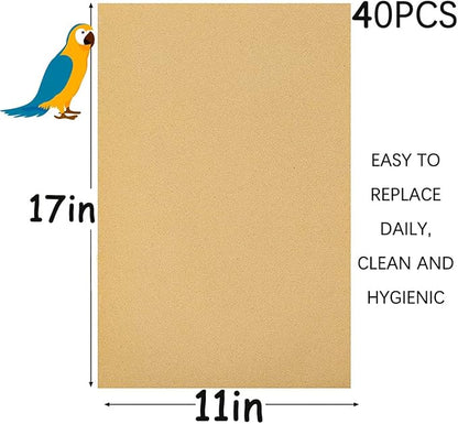 40PCS Gravel Liner Paper for Bird Cage, 11x17 In Bird cage Liner Paper-Gravel - Image 3