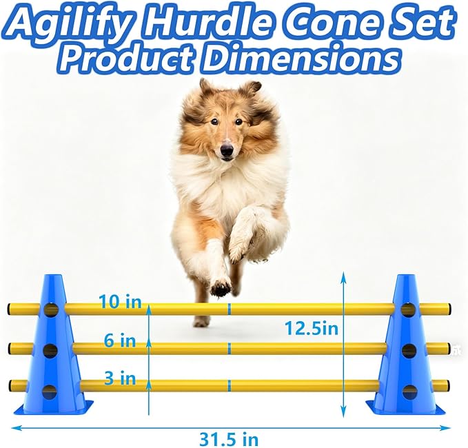 Dog Agility Hurdle Cone Set, Adjustable Height Dog Agility Course - Image 2