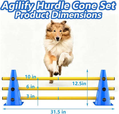 Dog Agility Hurdle Cone Set, Adjustable Height Dog Agility Course - Image 2