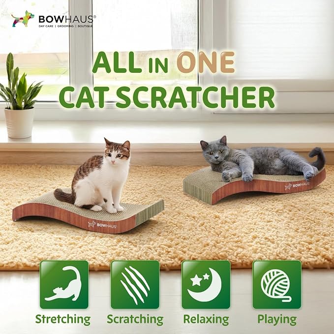 BOWHAUS Curved Cat Scratcher Cardboard, Reversible Scratcher, Durable & - Image 5
