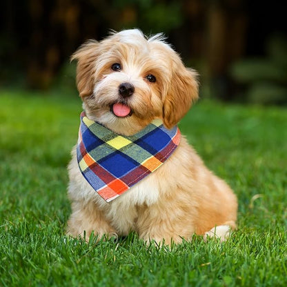 Honoson 6 Pieces Triangle Dog Bandana Dog Scarf Plaid Printing Adjustable Bibs - Image 4
