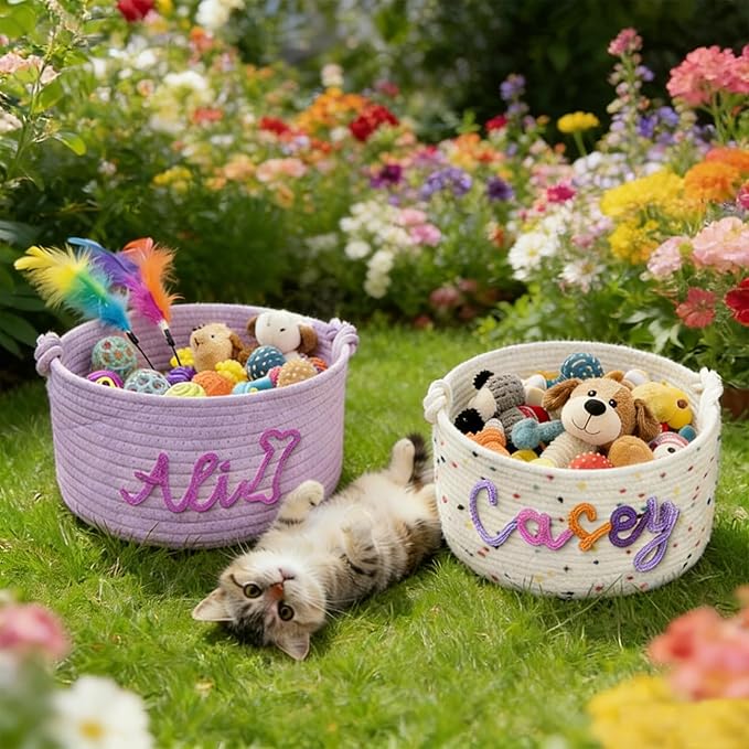 Personalized Dog Cat Toy Basket - Image 6