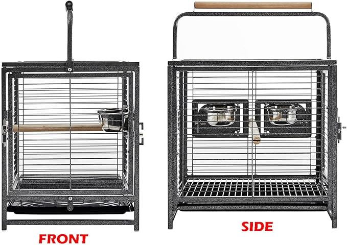 Deluxe Portable Durable Wrought Iron Bite-Proof Bird Travel Parrot Vet Carrier - Image 3