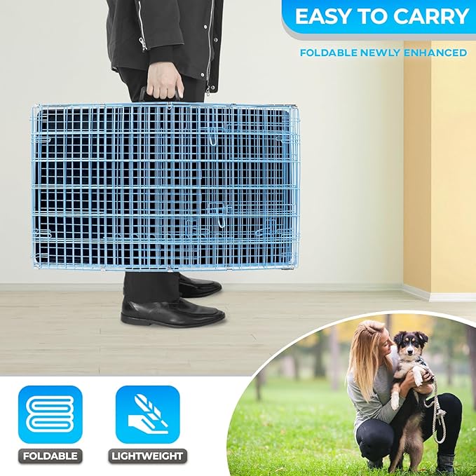FDW Dog Crate for Medium Dogs 30 Inch Folding Metal WirePet Cage Double Door - Image 5