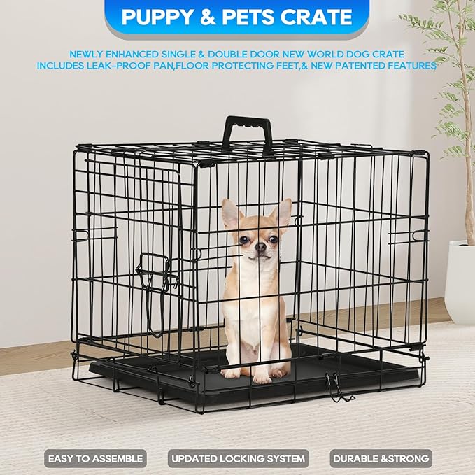FDW Dog Crate for Small Dogs 18 Inch Folding Metal Wire Pet Cage Single Door - Image 3