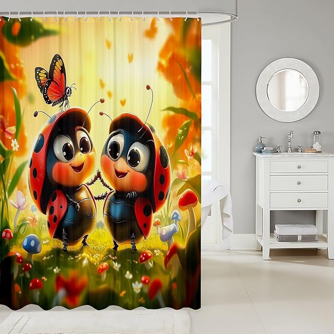 Erosebridal Cute Ladybug 72" Wx78 L Shower Curtains - Image 2