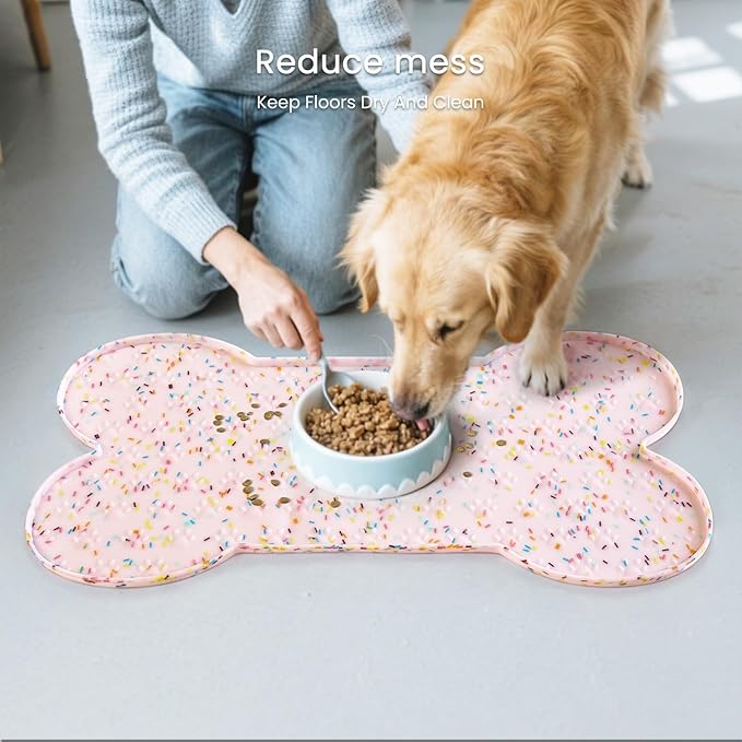 PWTAA Dog Food Mat Anti-Slip Silicone Dog Bowl Mat Thicker Pet Placemat - Image 8